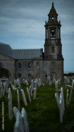St Georges Church,Portland ,Dorset ,United Kingdom in cloudy evening before gets dark look nice but creepy at the same time with all those old tombstones.