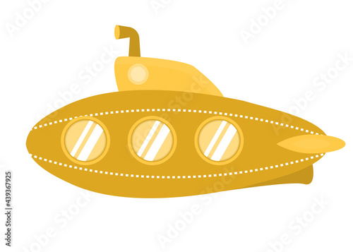 vector illustration of a yellow submarine in cartoon style isolated on a white background