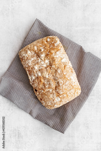 Bakery food background. Loaf of bread top view