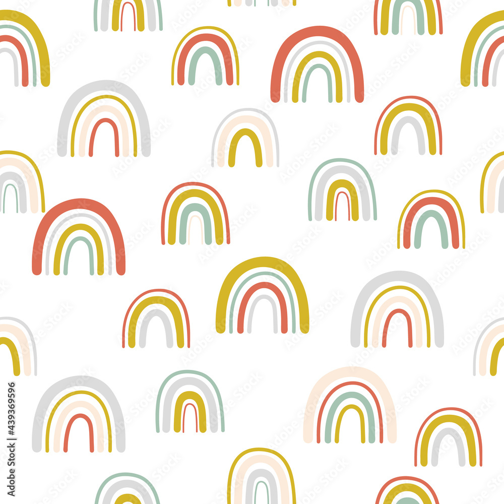 Hand drawn print with rainbow Hand drawn print with rainbow