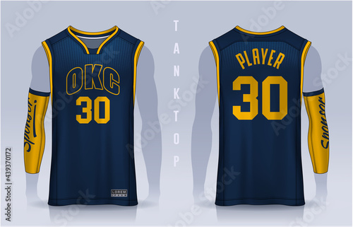 Basketball tank top design template, Sport jersey mockup. uniform front , side and back view.