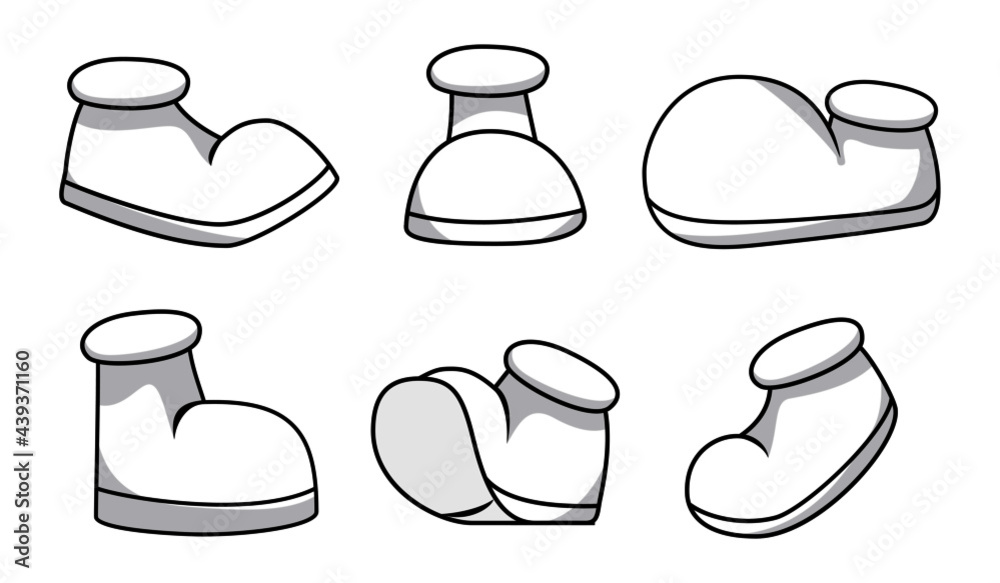 Cartoon mascot character's legs set with different poses isolated on white background isolated