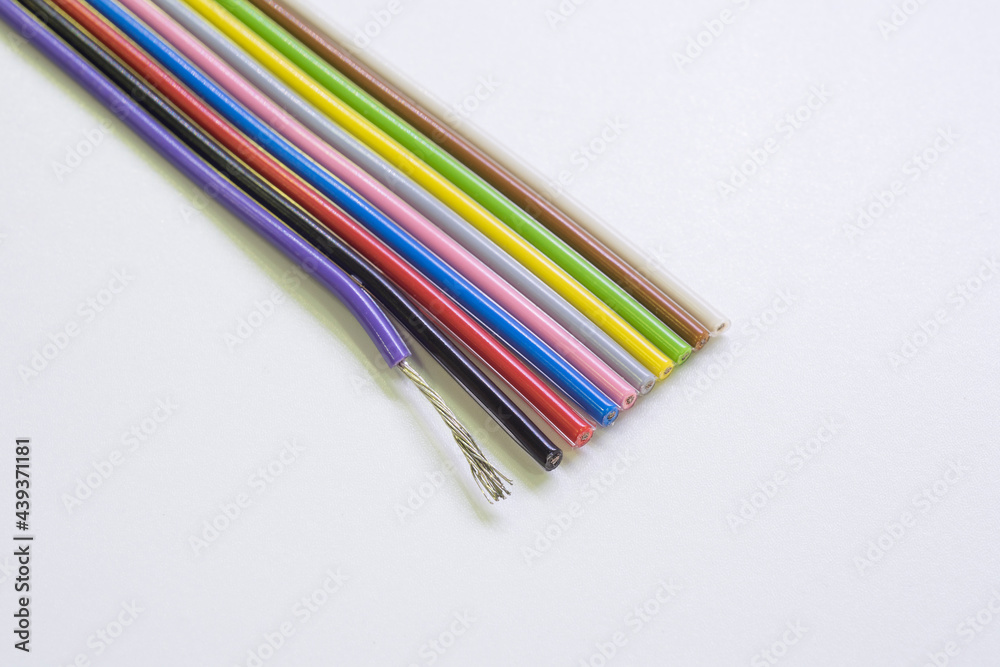 Plume of colored electrical wires Plume of colored electrical wires