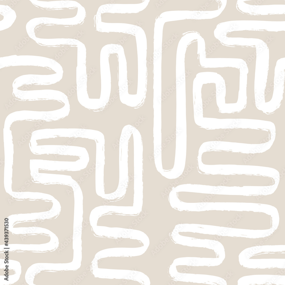 Contemporary seamless pattern with abstract line in nude colors.