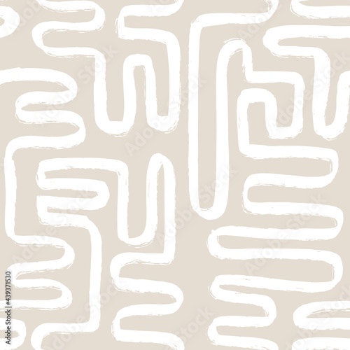 Contemporary seamless pattern with abstract line in nude colors.