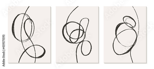 Contemporary templates with abstract shapes modern mid century boho style.