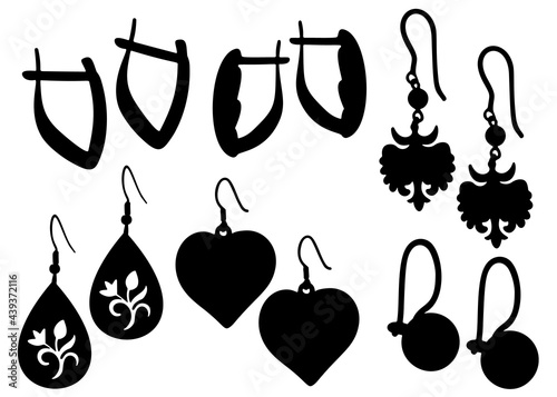 Womens beautiful earrings included. Vector image.