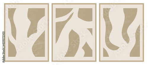 Contemporary templates with abstract shapes and line in nude colors.