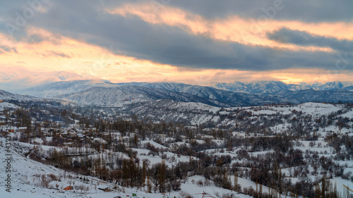 Winter landscape with snow in Eastern Anatolia  Bitlis  Turkey