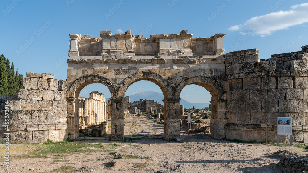 Hierapolis city ruins in Pamukkale, Denizli, Turkey