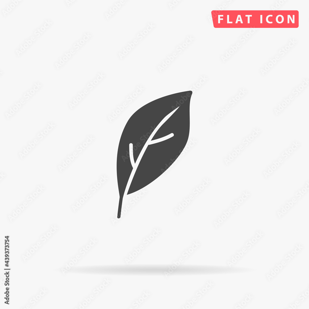 Leaf flat vector icon. Hand drawn style design illustrations