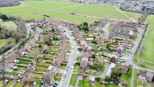Aerial view of London suburbs.