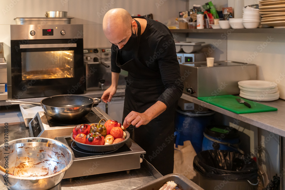 Chef Working At Kitchen Chef Working At Kitchen