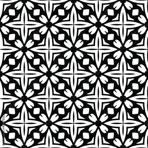 floral seamless pattern background.Geometric ornament for wallpapers and backgrounds. Black and white pattern. 