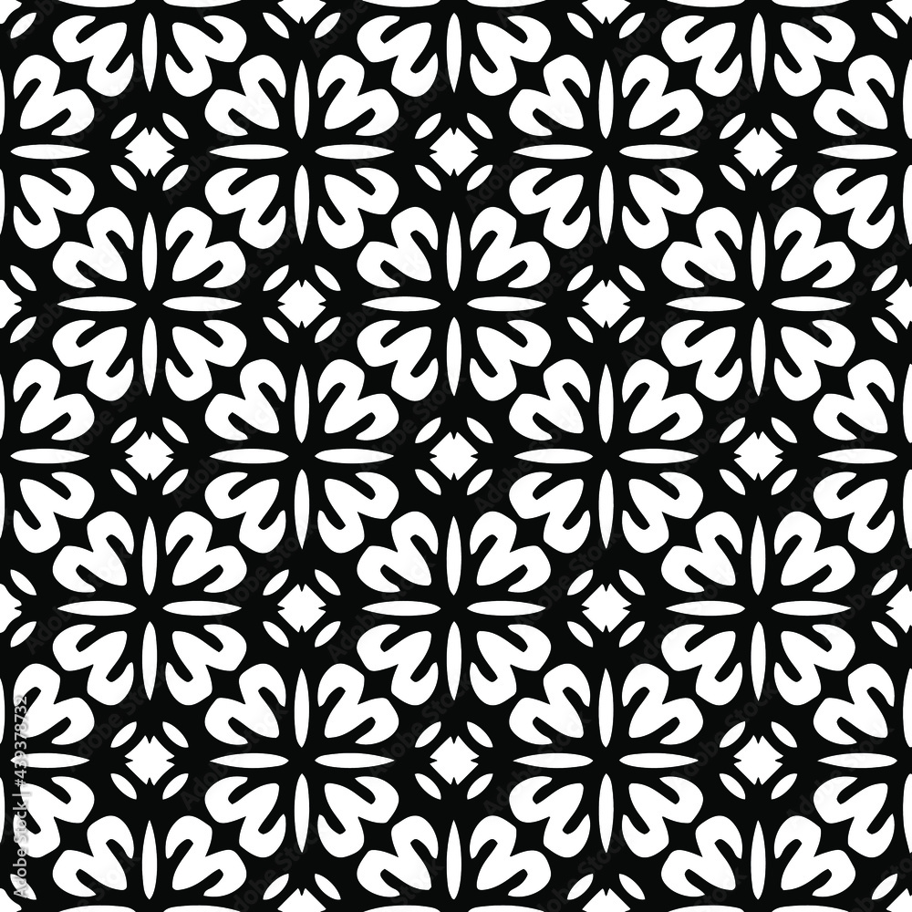 floral seamless pattern background.Geometric ornament for wallpapers and backgrounds. Black and white pattern. 