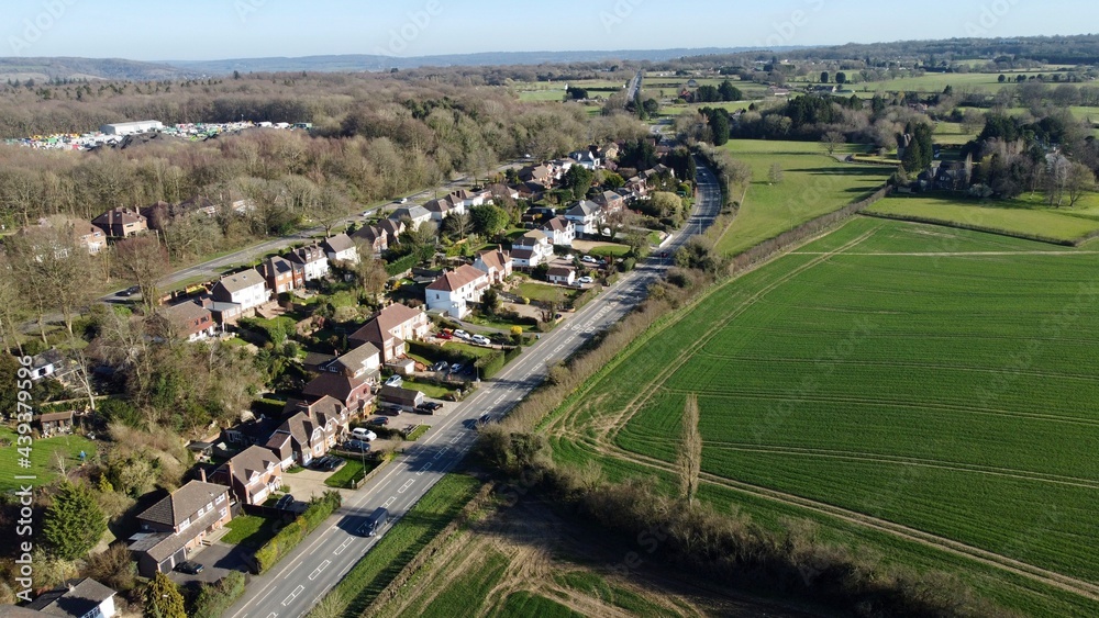 Aerial view of English countryside.