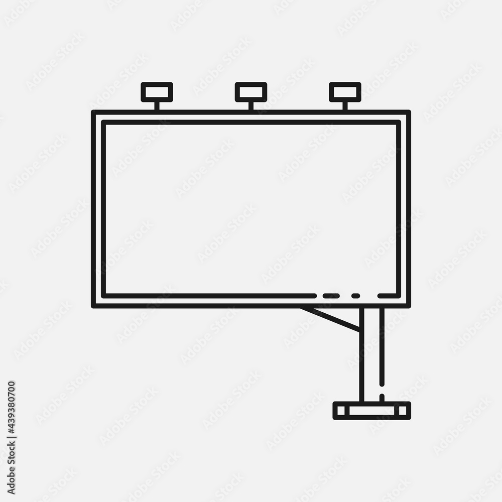 Blank big billboard line vector icon isolated on white background. Blank big billboard line vector icon isolated on white background.