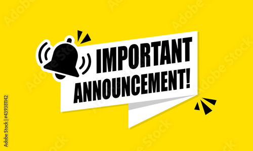 Megaphone with Important Announcement. Vector flat