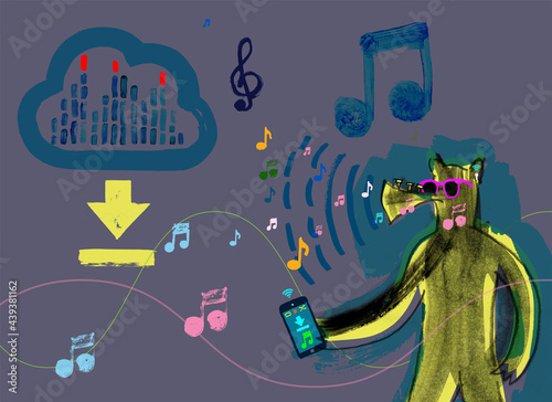 Cartoon Character with trumpet Nose Streaming Tunes