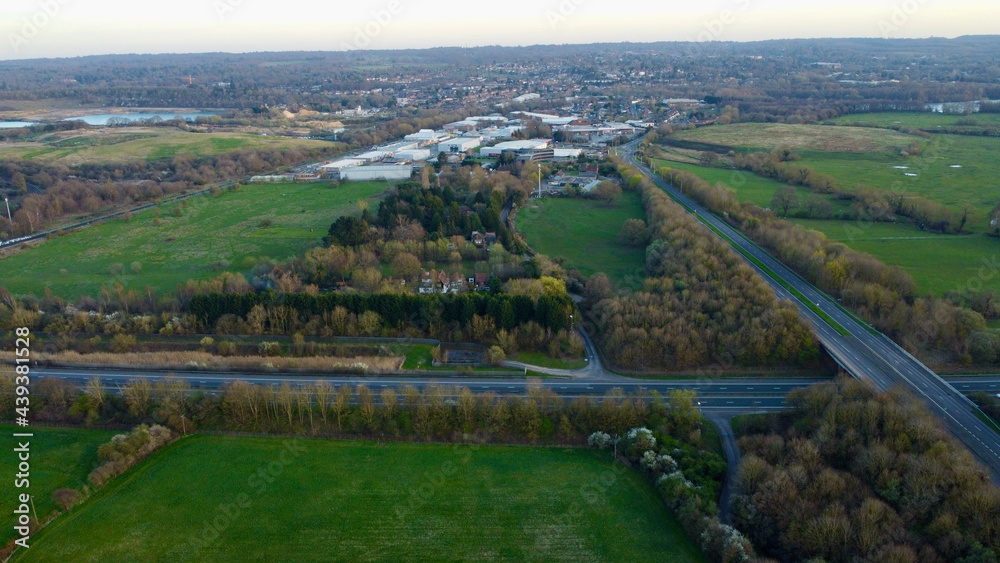 Naklejka premium Motorway intersecting English countryside.