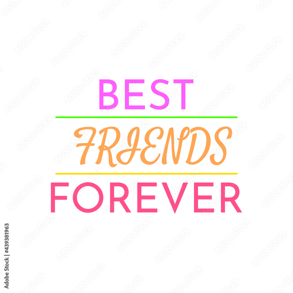 Abstract Lettering Text Best Friends Forever Friendship Day Card Hand Draw Lettering Vector Design Style Template For Poster Social Banner Cards