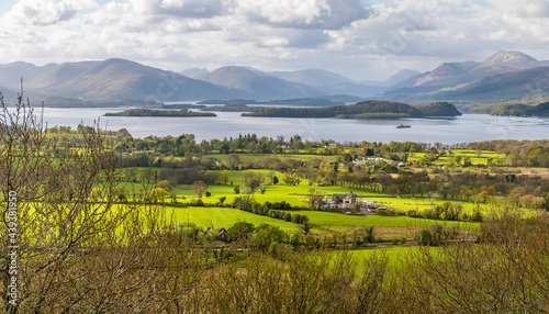 A view towards Loch Lomond from Dumpling Hill, Gartocharn, Scotland on a summers day