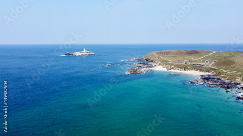 Cornish lighthouse and coastline.