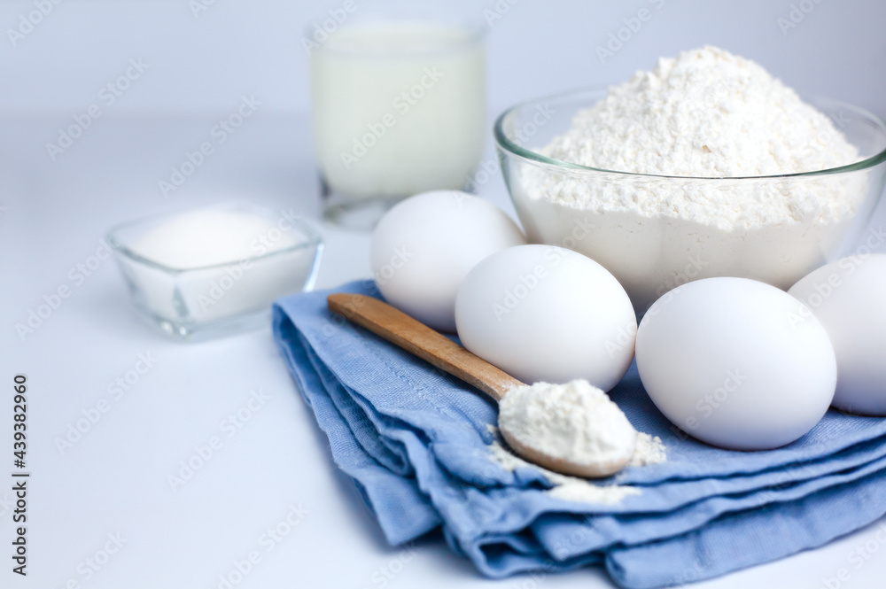 Cake baking process. Baking Ingredients. Cooking process. Close-up. Place for text. Cake baking process. Baking Ingredients. Cooking process. Close-up. Place for text.