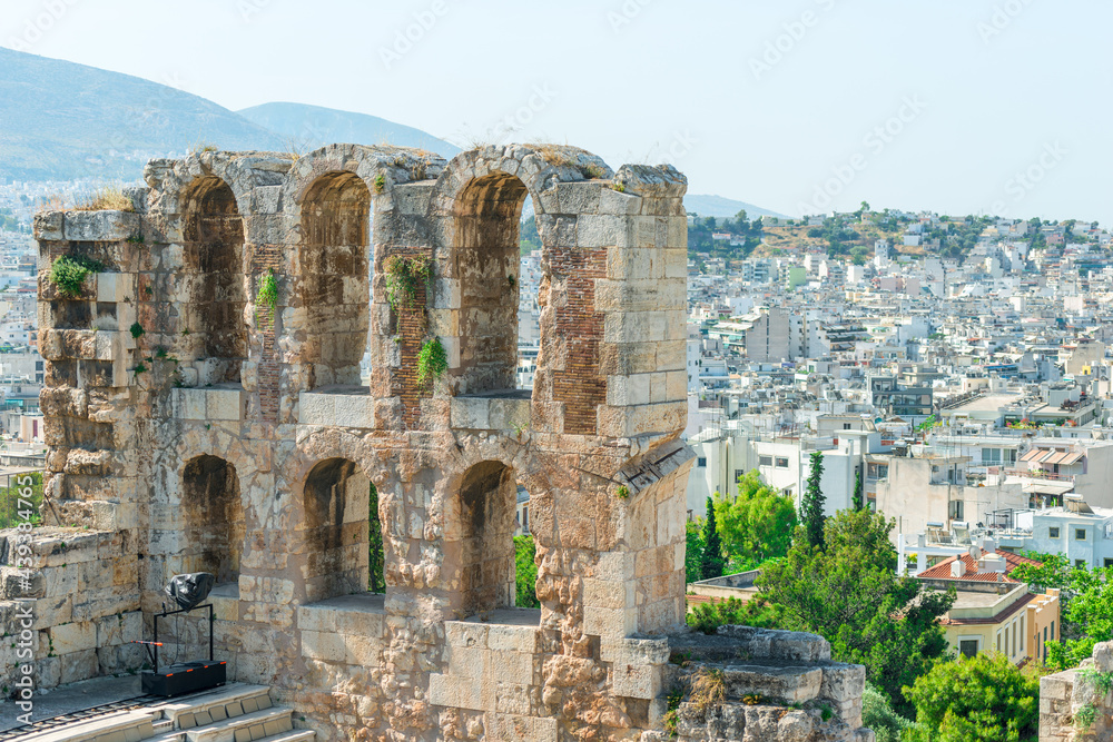 Ancient Odeon of Herodes Atticus in Athens, Greece on Acropolis hill