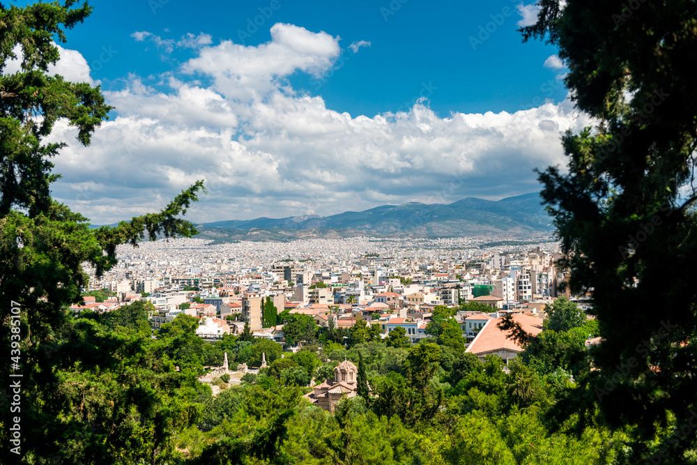 Athens city panorama seen from the Acropolis in Greece Athens city panorama seen from the Acropolis in Greece