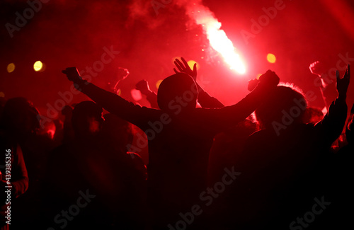 Football fans with torches