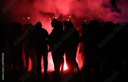 Football fans with torches