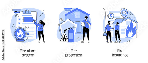 Building emergency protection abstract concept vector illustrations.