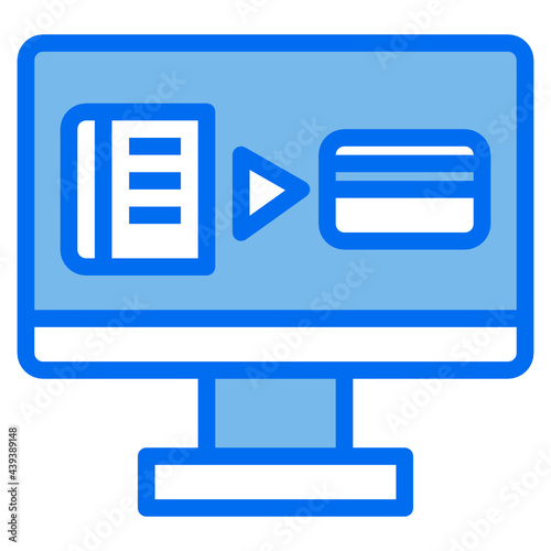 computer blue line icon