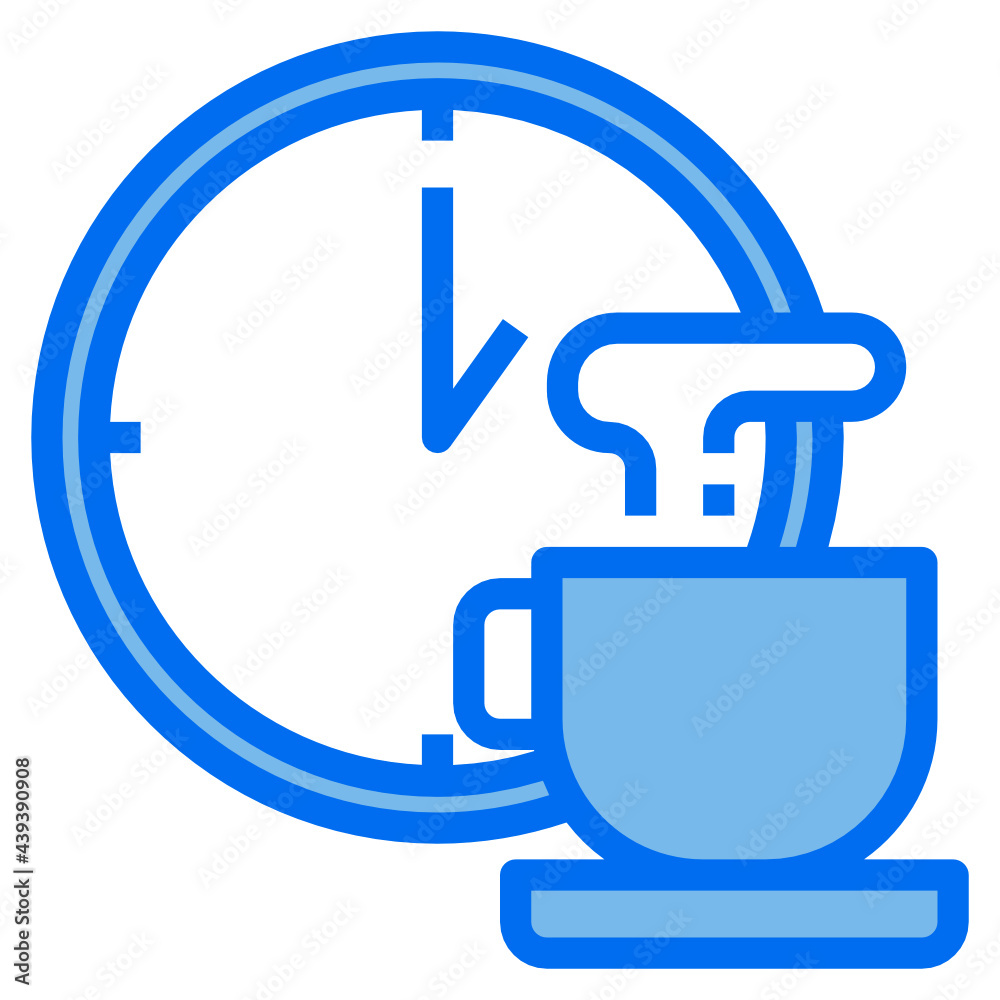 clock blue line icon