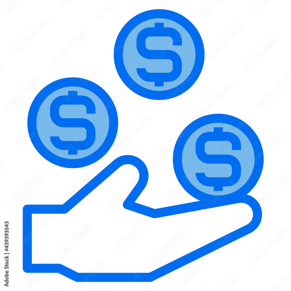 coin blue line icon