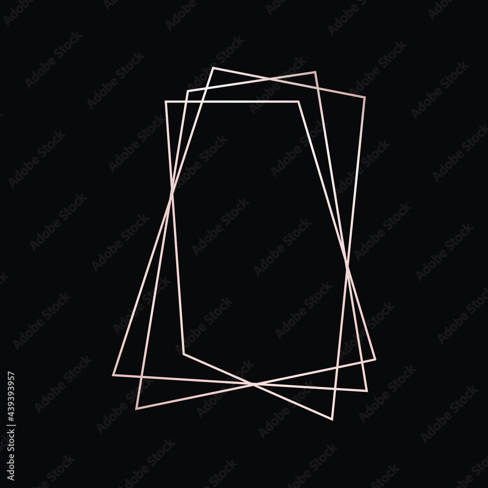 Naklejka premium Rose gold geometric polygonal frame