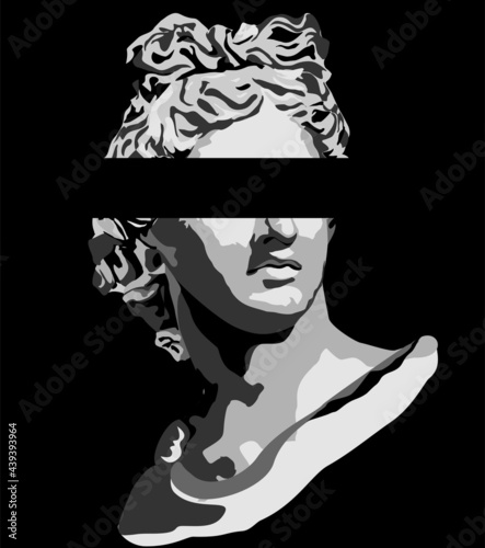 Apollon sculpture.T-Shirt Design & Printing, clothes, bags, posters, invitations, cards, leaflets etc. illustration hand drawn