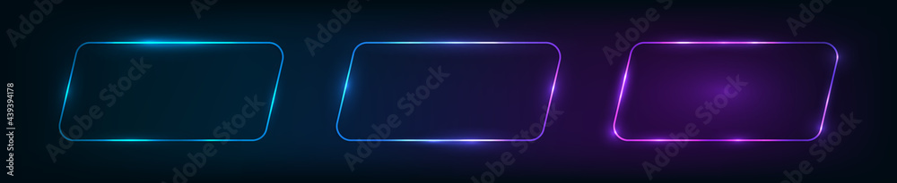 Neon rounded parallelogram frame Neon rounded parallelogram frame