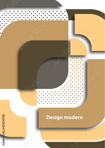 Cut squares with rounded corners and shadow, many dots. Bright geometric design for creative advertising, poster or brochure in trendy style. Vector