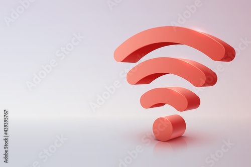 Red wifi sign on white background photo