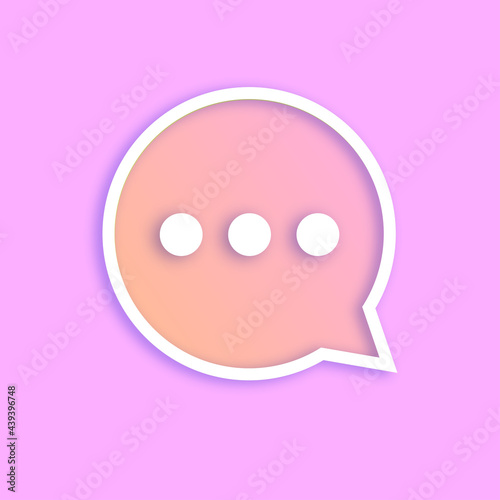 Speech bubble icon with three dots. Trendy icon isolated on the pink background. Vector illustration of chat bubble with gradient.
