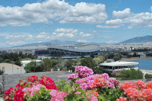 Famous public peace and friendship stadium or SEF with beautiful clouds in the heart of Piraeus photo