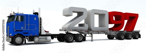 3D illustration of truck transportation with the number 2097