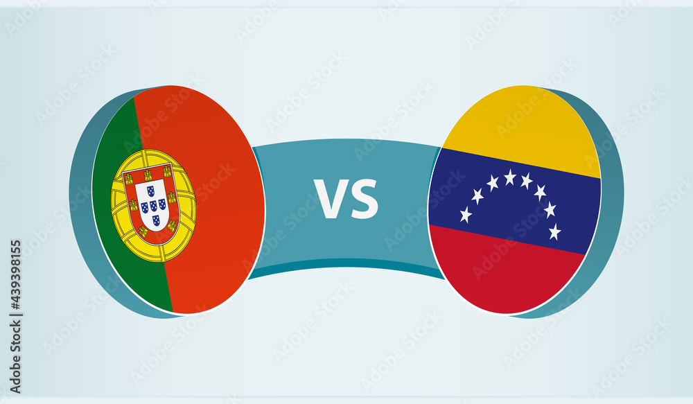 Portugal versus Venezuela, team sports competition concept.