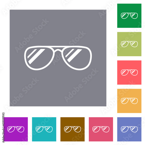 Glasses with glosses square flat icons