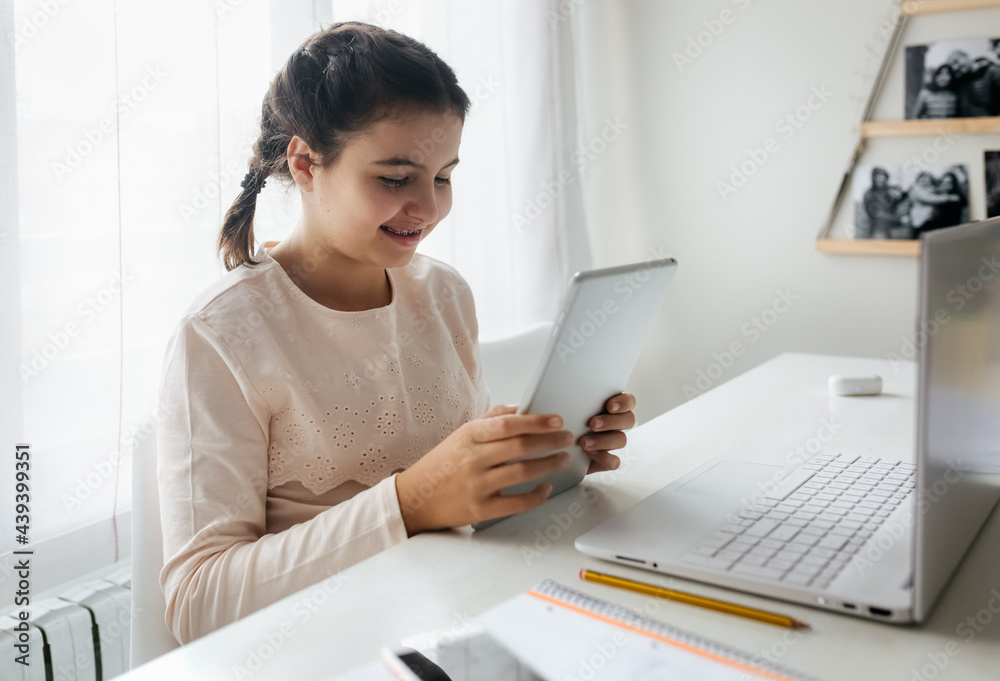 Girl studying at home Girl studying at home
