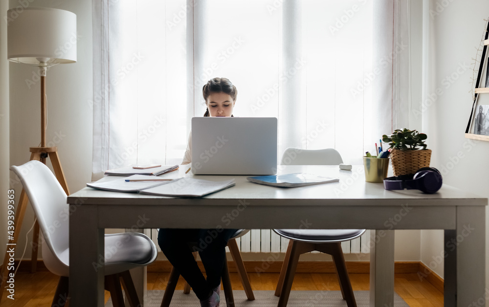 Girl studying at home Girl studying at home