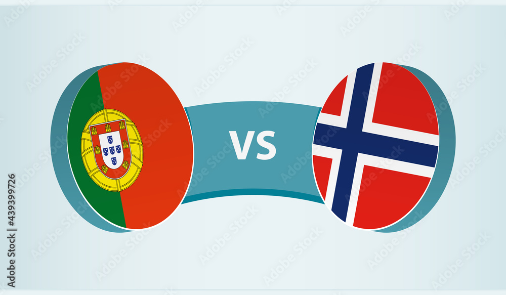 Portugal versus Norway, team sports competition concept.