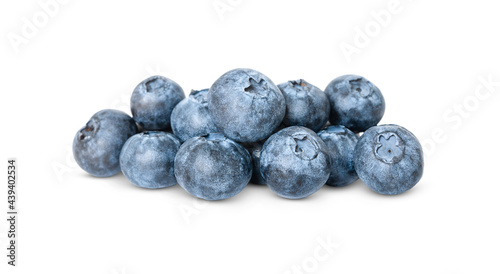 many fresh blueberries isolated on white background